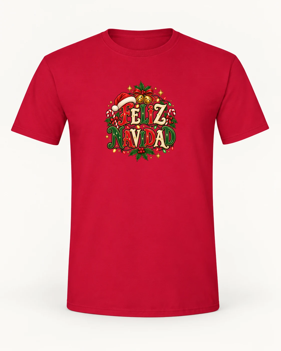 Camiseta Feliz Navidad en color Cherry Red