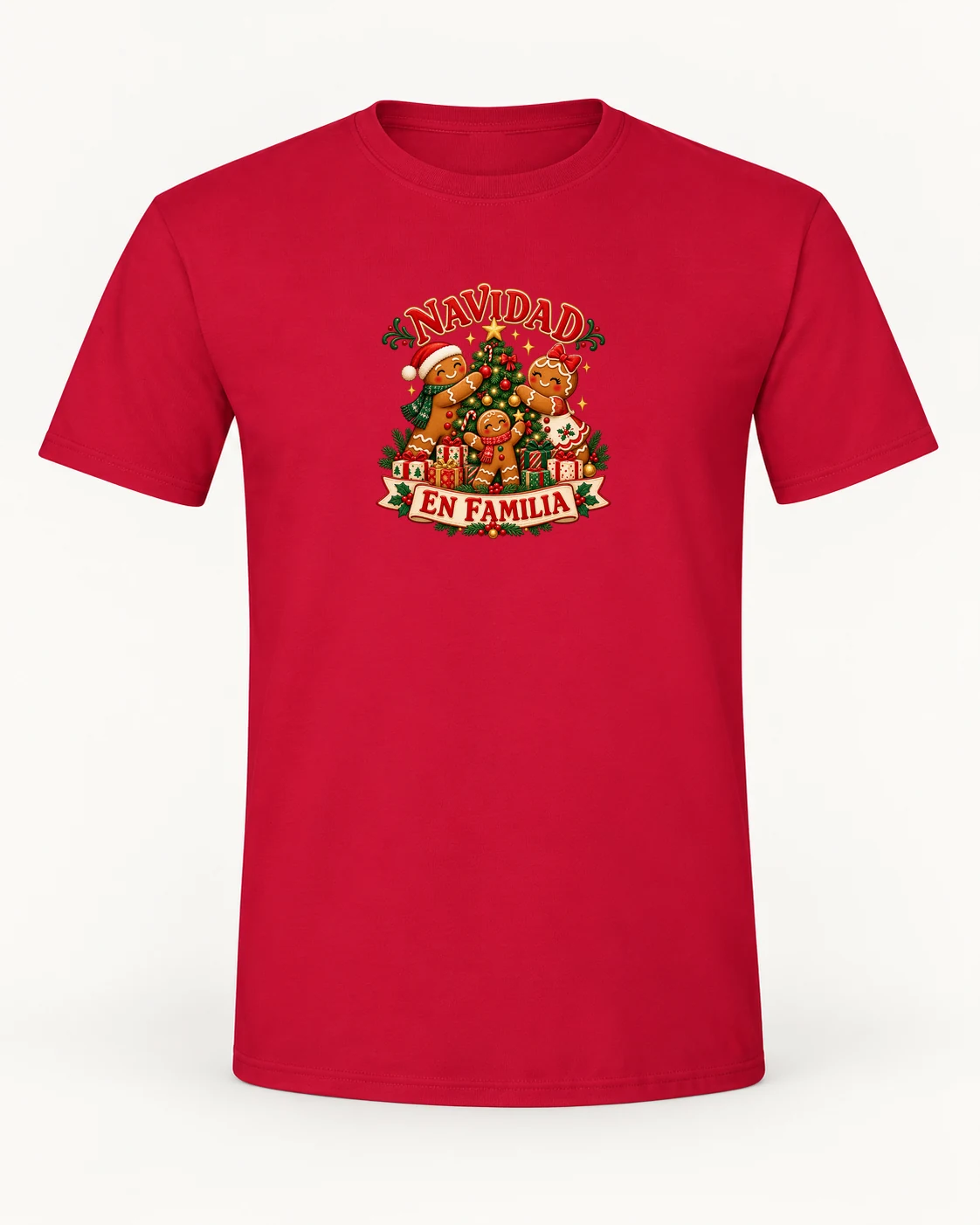 Camiseta Navidad en Familia en color Cherry Red