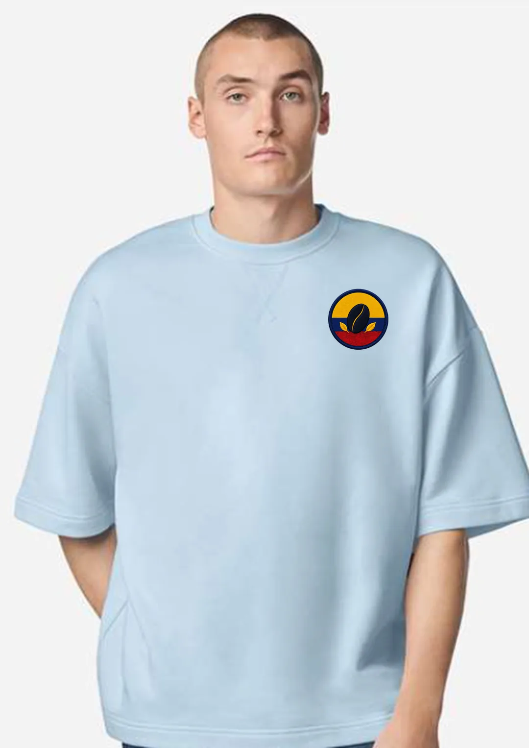 Camiseta oversized Colombia — Parche Bordado (Powder Blue)