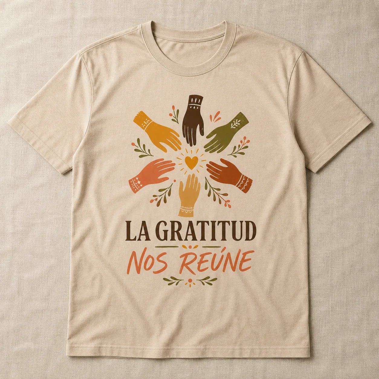 Camiseta La Gratitud Nos Reúne en color Cream