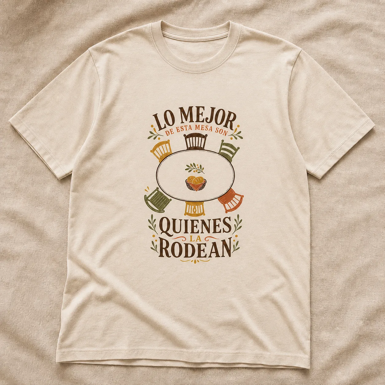 Camiseta Lo Mejor de Esta Mesa Son Quienes la Rodean en color Cream