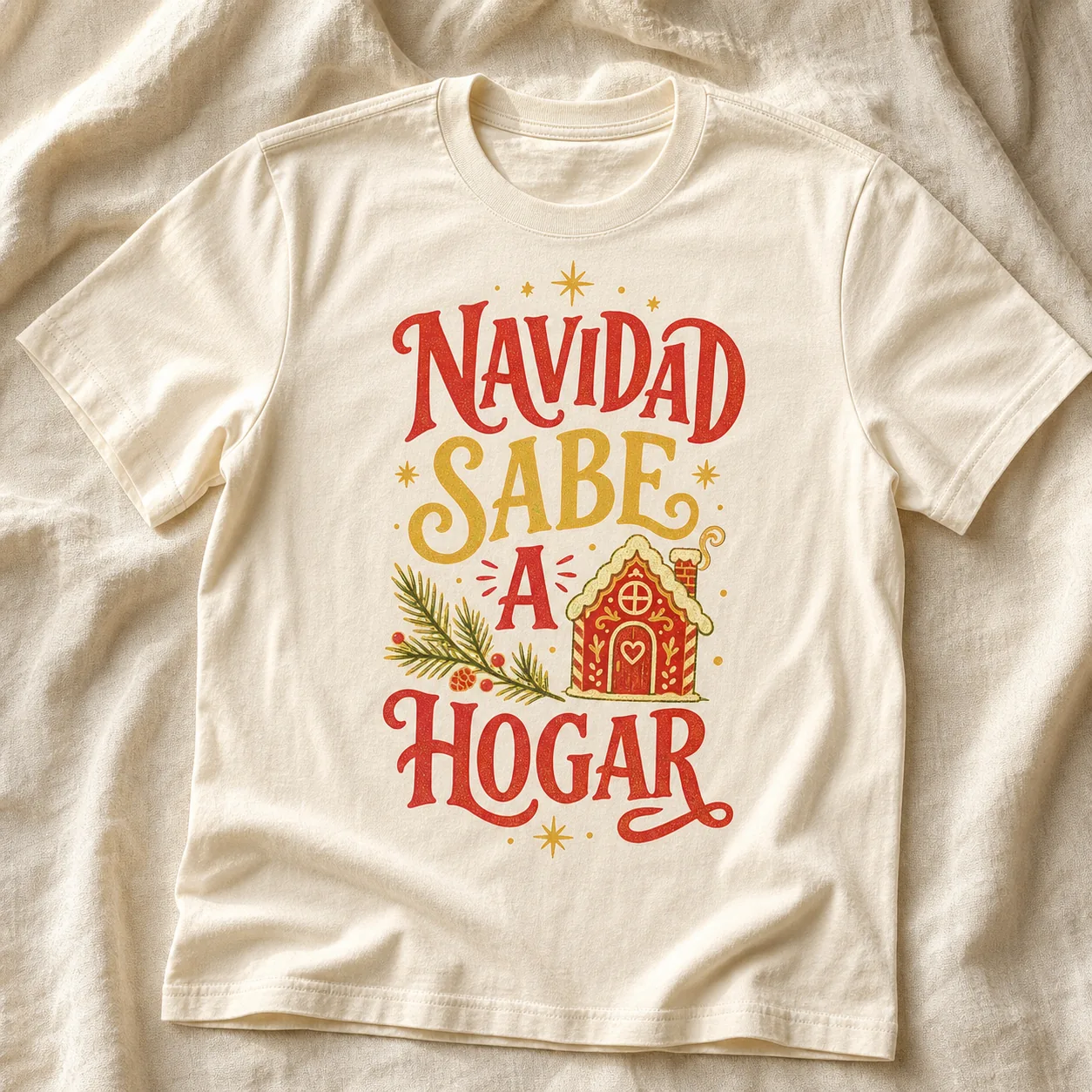 Camiseta Navidad Sabe a Hogar (Cream)