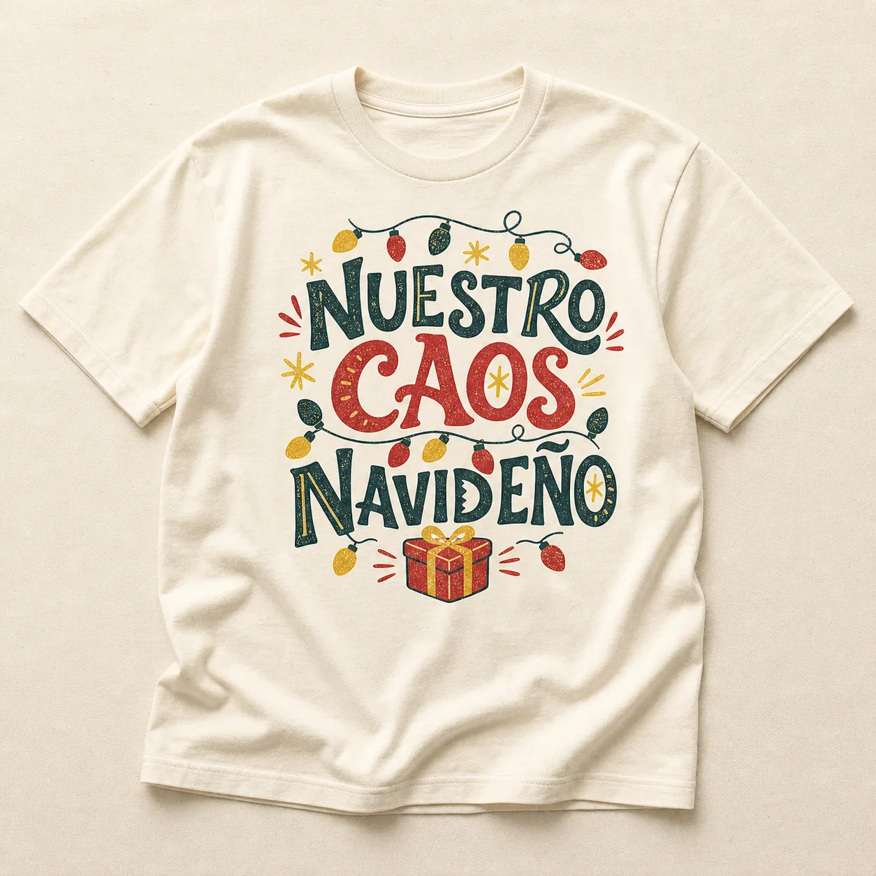 Camiseta Nuestro Caos Navideño (Cream)