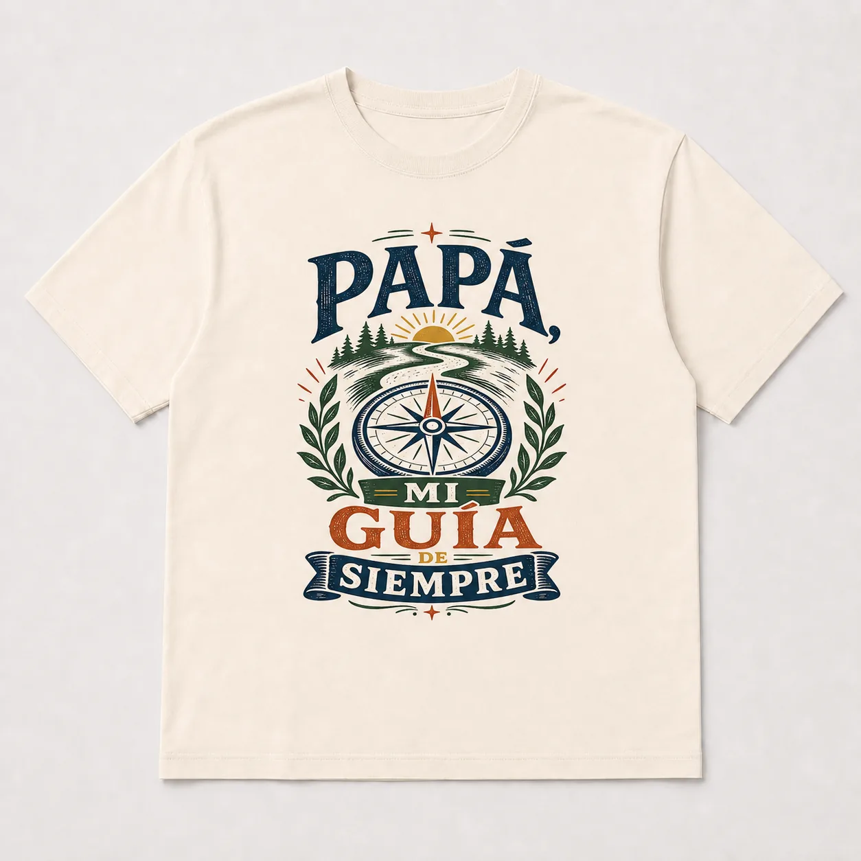 Camiseta Cream con el estampado «Papá, Mi Guía de Siempre»