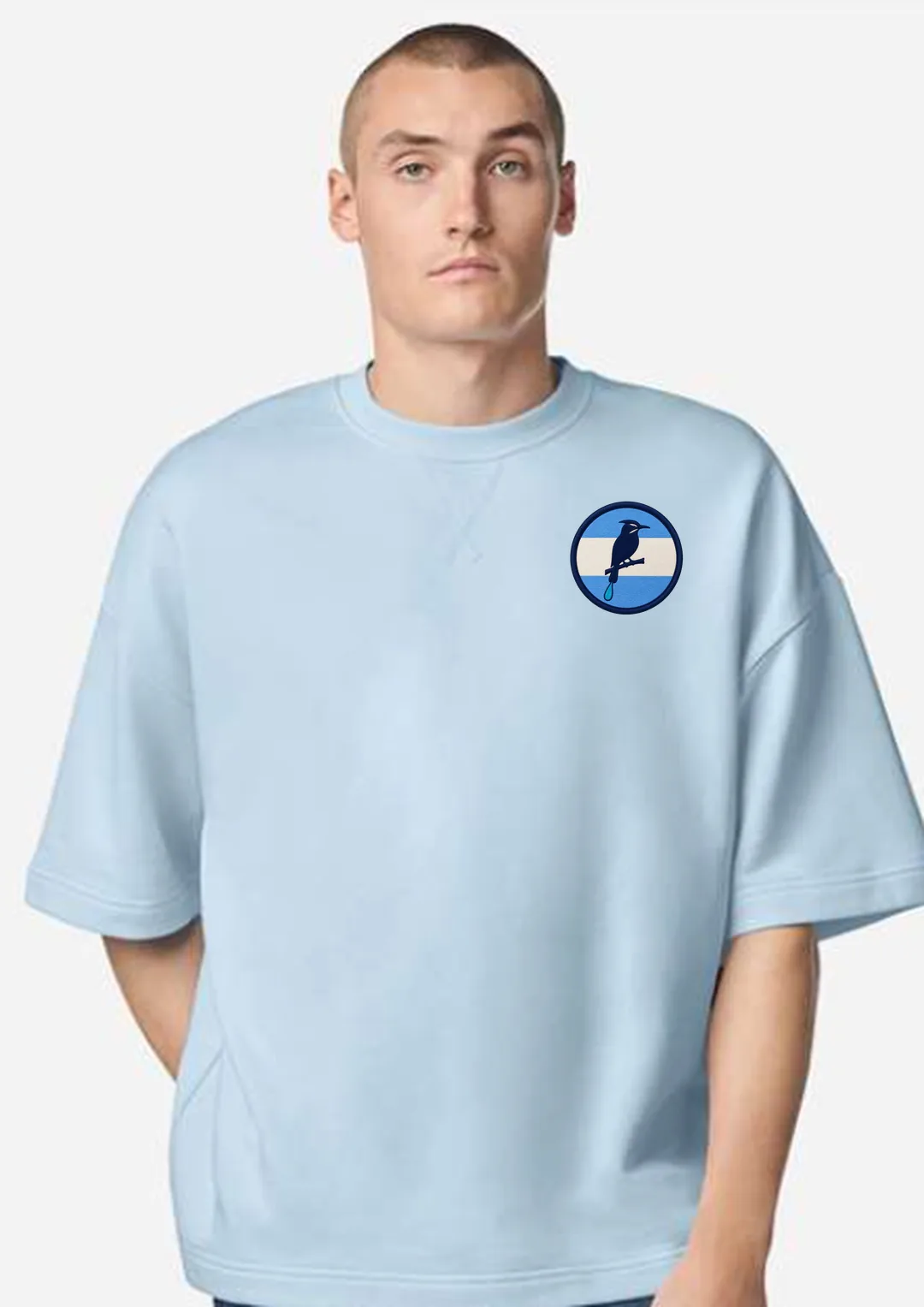 Camiseta oversized El Salvador — Parche Bordado (Powder Blue)