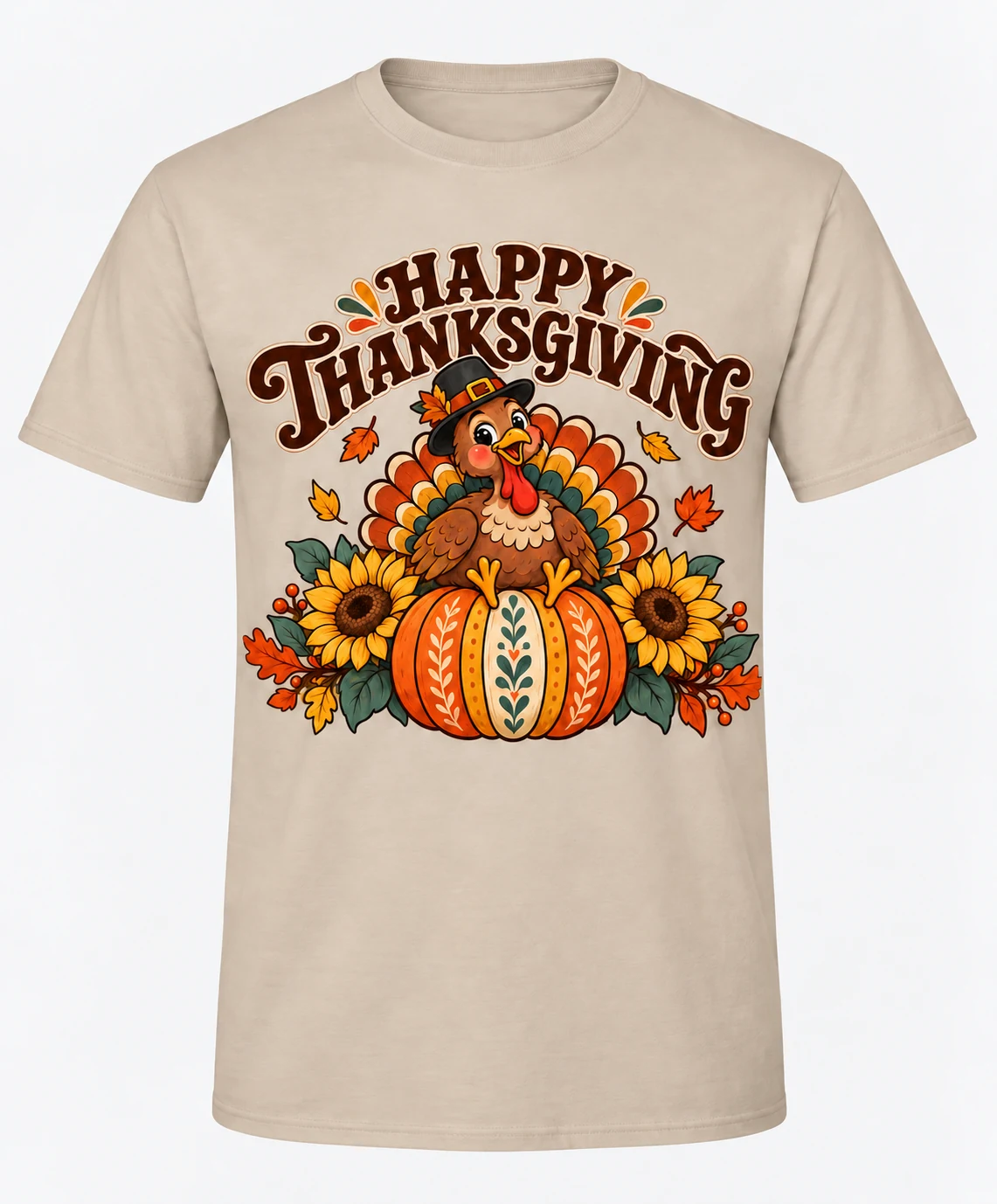 Camiseta Happy Thanksgiving en color Cream